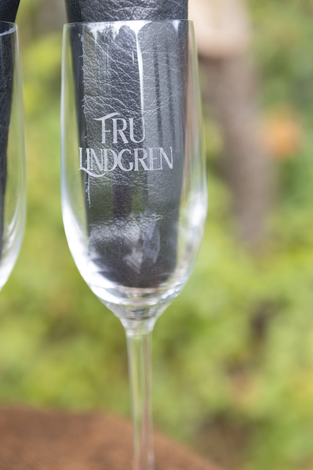 Champangeglas med gravyr